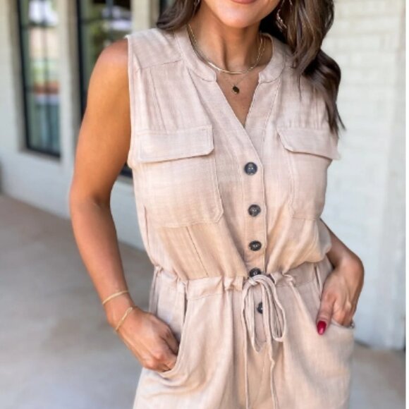 Woven Romper - Beige - PROMESA - Size Small - Picture 2 of 7